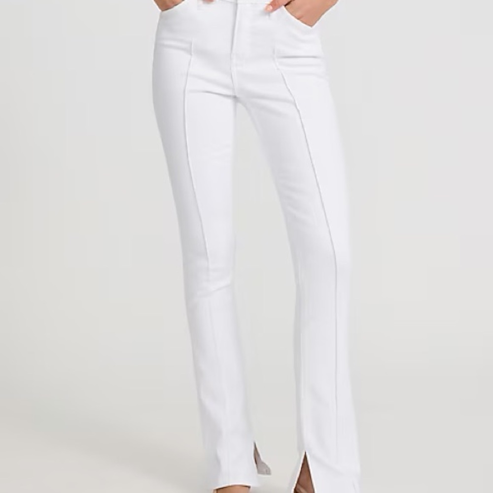 NWT Express Skyscraper Mid Rise White Jeans Petite Hyper Stretch Slim Flare